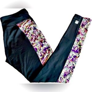 Jordan Black Leggings with Colorful Floral Panel Athletic Pants